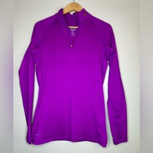 Nike Pro Combat Dri-Fit Purple 1/4 Zip Athletic Top Size M